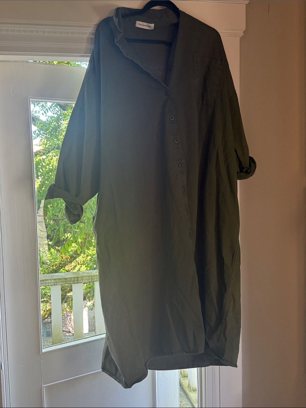 franki shop Olive Green Longline Lightweight Shirt Jacket